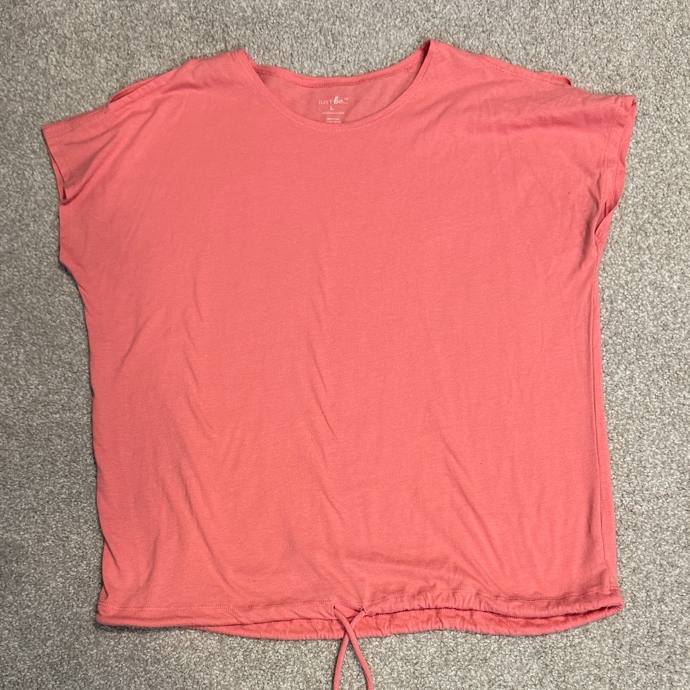 Coral Women's Top with drawstring and shoulder reveal